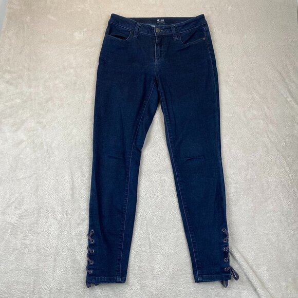 A.N.A Women's Jeans Size 4 Skinny Jeggings Lace-Up Ankle Slim Blue - Picture 13 of 14